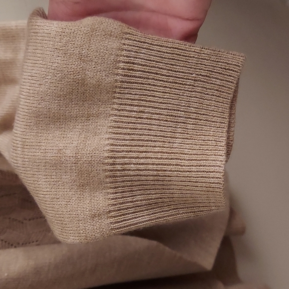 SAG HARBOR Open Cardigan Tan Knit Sweater with Attached Beaded Tank Top sz M - Picture 6 of 13